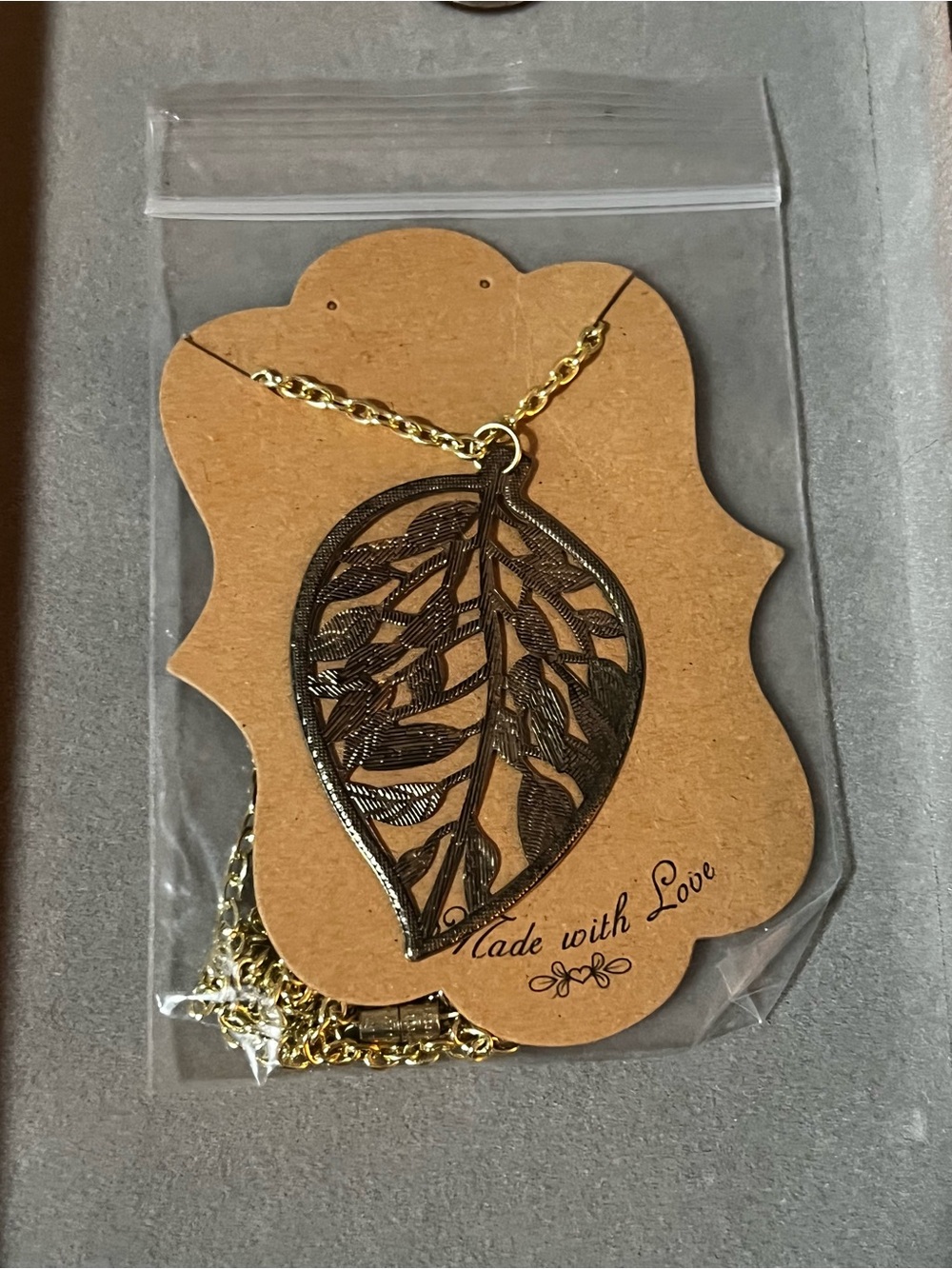 Gold tone Leaf Pendant Necklace - Women's Jewelry